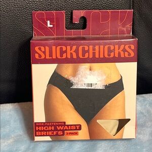 Slick Chicks High Waist Briefs 2-Pack black and beige, size LARGE, NEW IN BOX